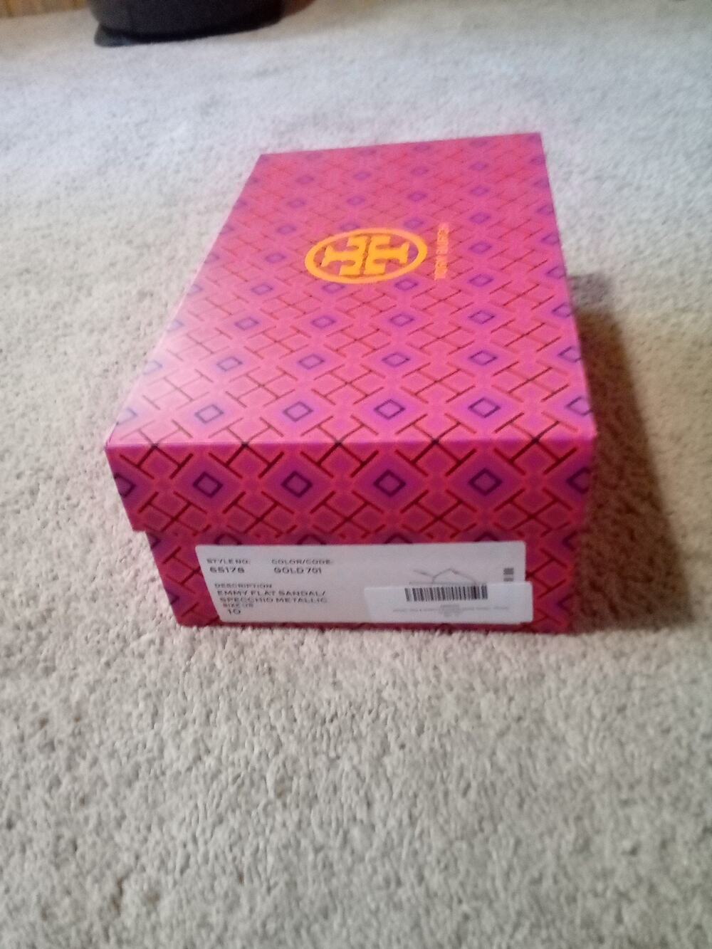 NIB Tory Burch Gold Emmy Flat Sandal Specchio Metallic Sz 10